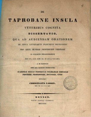 De Taprobane insula veteribus cognita
