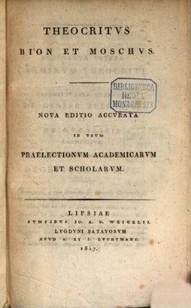 Theocritus, Bion et Moschus