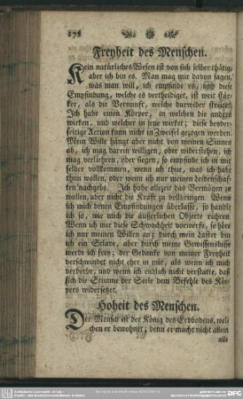 Freyheit des Menschen