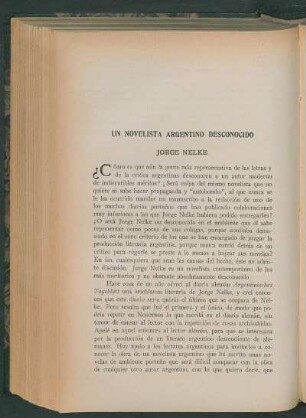 Un novelista argentino desconocido : Jorge Nelke