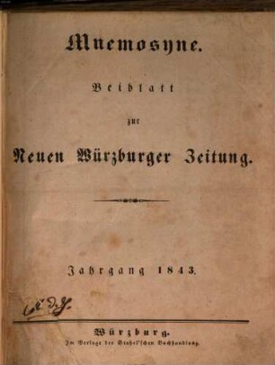 Mnemosyne. 1843