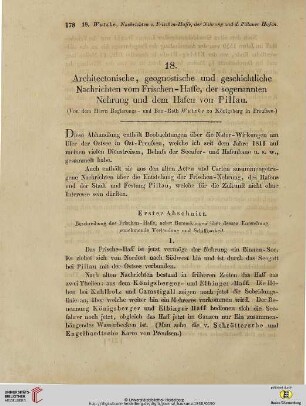2: Architectonische, geognostische und geschichtliche Nachrichten vom Frischen-Haffe, der sogenannten Nehrung und dem Hafen von Pillau, [1]