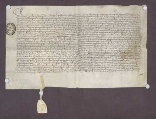Vor dem straßburg. Hofgericht reversiert Henselin gen. Kleinjeckelins Henselin von Gamshurst dem Reuerinnenkloster bei Straßburg über genannte, ihm gegen einen jährlichen Zins von 1 Pfund straßburg. Pfennige zu Erblehen geliehenen Güter zu Gamshurst.