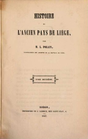 Histoire de l'ancien pays de Liége, 2