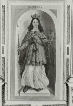 Dignitas (Würde) : Dignitas (Würde). Wohl Öl auf Holz (ab 1634; C. Schiebling). Radebeul, Hoflößnitz, Berg- und Lusthaus, Festsaal, Südseite
