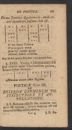Cap. III. De Reliqua Carminum Distributione Et Appellatione
