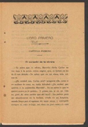 Capítulo primero : El corazón de la obrera