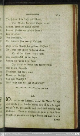 XI. Die mütterliche Sorgfalt, womit die Natur für alle ...