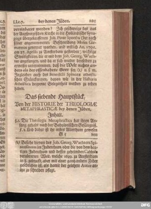 Das siebende Hauptstück, Von der Historie der Theologiae Metaphrasticae bey denen Jüden.