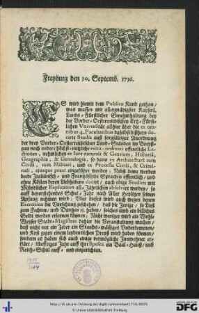 Freyburg den 30. Septemb. 1716.