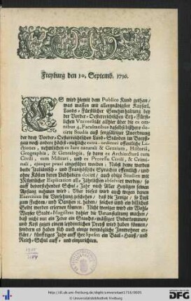 Freyburg den 30. Septemb. 1716.