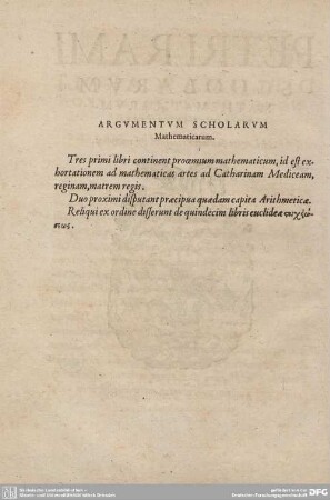 ARGUMENTUM SCHOLARUM Mathematicarum.