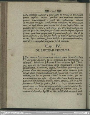 Cap. IV. De Baptismi Efficacia