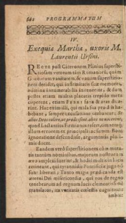 IV. Exequiae Marthae, uxoris M. Laurentii Ursini.