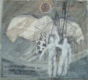 Zauberlehrlinge mit Flugdrachen