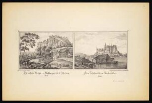 Ansicht der Schiffsmühle in Niederfähre bei Meißen, Lithographie, 1840 : Eine Schiffmühle in Niederfähre 1840. - Nr. 32b.