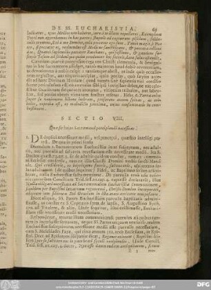 Sectio VIII. Quae sit huius Sacramenti percipiendi necessitas.