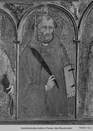 Polyptychon mit Maria und Kind und vier Heiligen