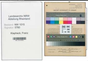 Entnazifizierung Franz Klapheck , geb. 13.05.1904 (Haendler)