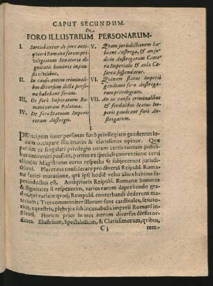 Caput Secundum. De Foro Illustrium Personarum.