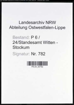Sterberegister Standesamt Witten-Stockum