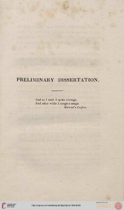 Preliminary Dissertation