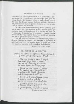 El Ecuador a Bolívar