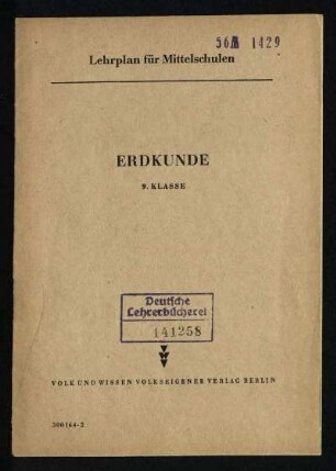 1955: Erdkunde : 9. Klasse