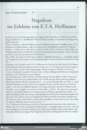 Napoleon im Erlebnis von E.T.A. Hoffmann