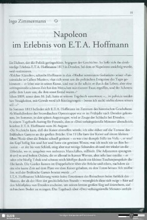 Napoleon im Erlebnis von E.T.A. Hoffmann