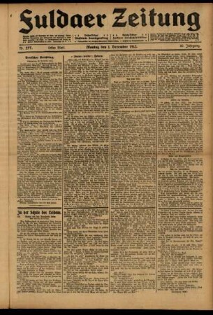 Erste Ausgabe vom Montag, den 01. Dezember 1913.