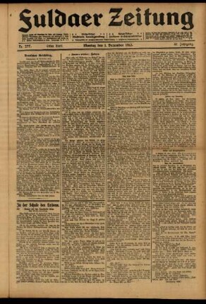 Erste Ausgabe vom Montag, den 01. Dezember 1913.