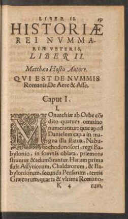 Historiae Rei Nummariae Veteris Liber II. ... Qui Est De Nummis Romanis, De Aere & Asse,