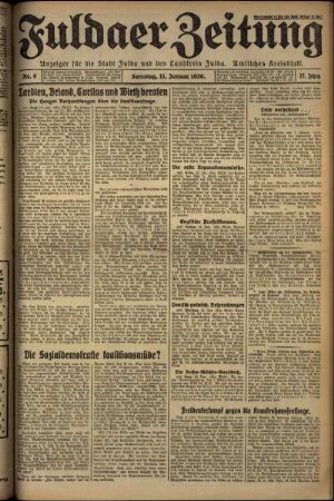 Ausgabe vom Samstag, den 11. Januar 1930.