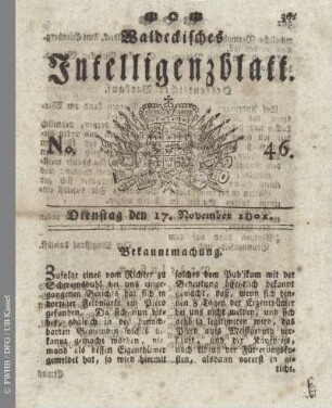 No. 46, Dienstag den 17. November 1801
