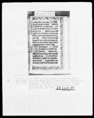 Psalter der Mechthild von Anhalt — Initiale I (ubilate) und Dreiviertelbordüre, Folio 114recto