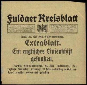 Dritte Ausgabe vom Dienstag, den 25. Mai 1915.