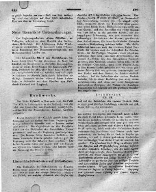 Neue literarische Unternehmungen.