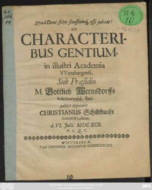 De Characteribus Gentium