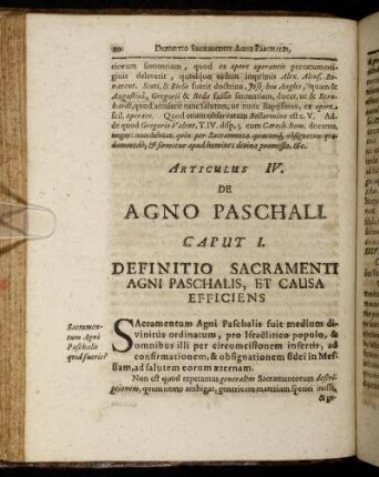 Caput I. Definitio Sacramenti Agni Paschalis, Et Causa Efficiens