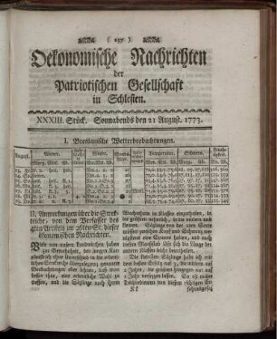 XXXIII. Stück. Sonnabends den 21 August. 1773.