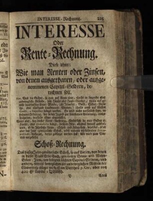 Interesse oder Rente-Rechnung