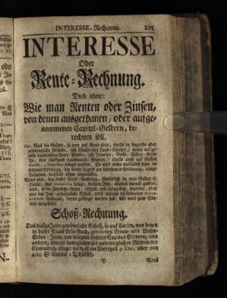 Interesse oder Rente-Rechnung