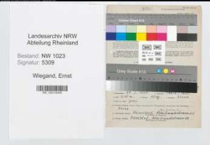 Entnazifizierung Ernst Wiegand , geb. 28.01.1900 (Finanzsekretaer)