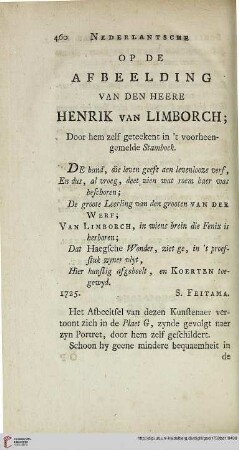 Op de afbeelding van den Heere Henrik Van Limborch