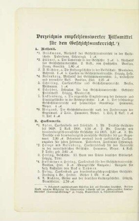 Verzeichnis empfehlenswerter Hilfsmittel für den Geschichtsunterricht