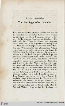 Zweiter Abschnitt: Von den ägyptischen Mumien