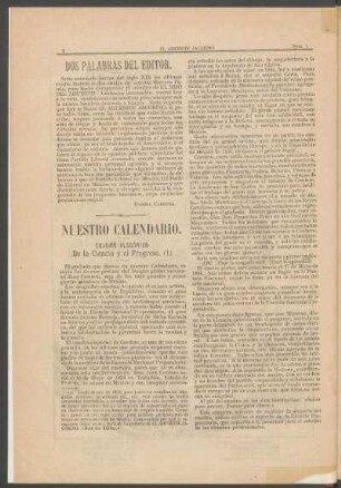 Nuestro calendario. : Cuadro alegórico de la ciencia y el progreso.