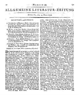 Christ, J. L.: Auf eigene Erfarung gegründete Vorschläge den edlen Feldbau zu verbessern. Frankfurt a.M.: Andreä 1793