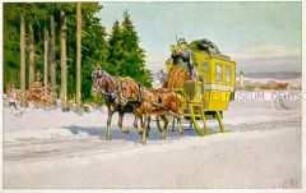 Winterlandschaft mit Postkutsche